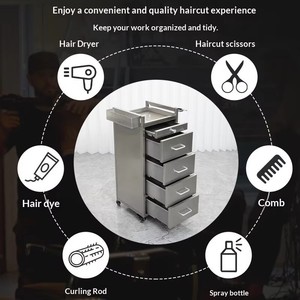 Chariot de rangement moderne à 4 niveaux en acier inoxydable pour outils, chariot exclusif pour crème colorante de salon en métal - Product Image 6