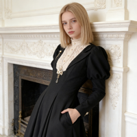 Robe gothique victorienne noire Lolita OP, élégante, rétro, costume de cosplay, robe de soirée formelle vintage pour femmes