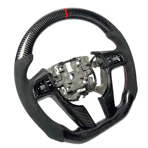 พวงมาลัยรถสปอร์ตทำจากคาร์บอนไฟเบอร์ฟอร์จหนังอัปเกรด Alcantara พร้อมจอแสดงผล LED สำหรับ Pontiac <span class=keywords><strong>G8</strong></span> GT GXP 2008 2009 09 - Product Image 2