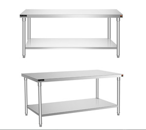 Banco da lavoro di alta qualità in acciaio inox tavolo da lavoro 304 doppio piano tavolo incudine per alberghi <span class=keywords><strong>ristoranti</strong></span> <span class=keywords><strong>Design</strong></span> commerciale - Product Image 1
