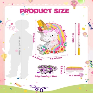 <span class=keywords><strong>Pinata</strong></span> licorne pour anniversaire fille <span class=keywords><strong>princesse</strong></span> fête <span class=keywords><strong>Pinata</strong></span> avec bâton en bois bandeau et confettis arc-en-ciel licorne décoration d'anniversaire - Product Image 2