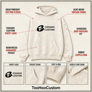 Sweat-shirt à capuche surdimensionné personnalisé Toohoo, en coton molletonné, unisexe, avec poche - Product Image 6