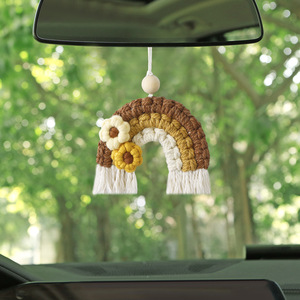 Petit décor de pépinière fait main <span class=keywords><strong>arc</strong></span>-<span class=keywords><strong>en</strong></span>-<span class=keywords><strong>ciel</strong></span> fleur forme macramé tissé tenture murale Boho enfants <span class=keywords><strong>chambre</strong></span> décoration gland cadeau EH2412100 - Product Image 2