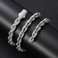 Chaîne torsadée en laiton plaqué or 14 carats avec zircons cubiques 5A de 8 mm, style hip-hop, bijoux rap pour hommes