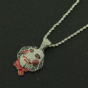 2026 New Simple Personalization Popular Design Fear Mask Pendant Necklace Exaggerated Hiphop Style Men's Necklace Trendy Jewelry - Product Image 2