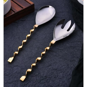 Compre un Juego de Cubiertos de Acero Inoxidable con Acabado Dorado, Diseño Moderno, Hecho a Mano, para Uso en la Cocina - Product Image 2