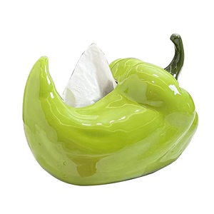 Boîte à mouchoirs créative et mignonne en forme de piment, en céramique, pour salon, salle à manger, salle de bain, couleur verte et <span class=keywords><strong>rouge</strong></span> - Product Image 6