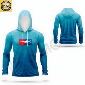 UPF50+ Men's Quick Dry Fishing Hoodie Long Sleeve UV Protection Breathable Polyester Customized Logo and Sublimation Printing - Product Image 3