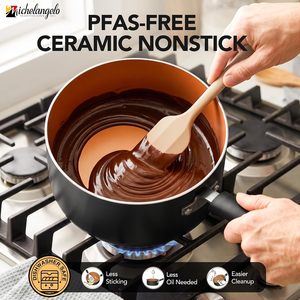 Modern Cooking Pots& <b>Pans</b> Glass <b>Lids</b> Bakelite Handles 6 Piece Black Ceramic Non-Stick Cookware Set - Product Image 3