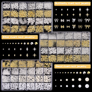 Nouveau 24 Grille 3D Or Métal DIY Ongles <span class=keywords><strong>Strass</strong></span> 3D Alliage Nail Art Accessoires <span class=keywords><strong>avec</strong></span> Arc Coeur Étoile Design Or Métal Décorations - Product Image 2