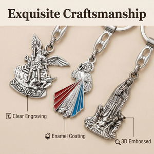 Llavero de Aleación con Colgante de San Miguel de Fátima, Joyería Religiosa, Forma Irregular, Metal Chapado en Aleación de Zinc - Product Image 3