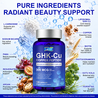 Lenm Peptide de Cuivre GHK-Cu Haute Puissance 300mcg par Portion Capsules Liposomales Complexe Anti-Âge Peau Cheveux Fabricant OEM