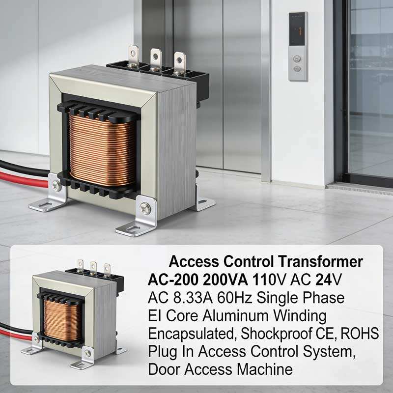 Transformador de Control de Acceso AC-200 200VA 110V 24V 60Hz CE ROHS