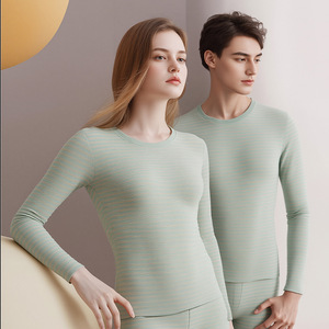 <span class=keywords><strong>Conjunto</strong></span> de <span class=keywords><strong>Ropa</strong></span> <span class=keywords><strong>Interior</strong></span> Térmica para Parejas, Hombre y Mujer, Poliéster y Elastano, Antibacteriana, Gruesa, a Rayas, Otoño, Personalizable - Product Image 3