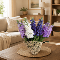 Fleur artificielle en latex de haute qualité, faite à la main, moderne, à longue tige, en forme de boule, blanche et rose, pour décoration de mariage, de fête et centre de table.