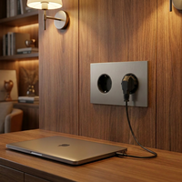 Enchufe de Pared Niva Estándar Europeo, Panel de Acero Inoxidable, Tomas Schuko e Interruptores, Caja de Conexiones Redonda Europea para Casa, Hotel, Villa