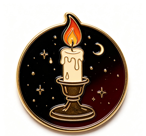 Pin Metálico Circular Bañado en Oro con Diseño de Vela y Estrellas Esmaltadas para Coleccionismo Artístico - Product Image 4