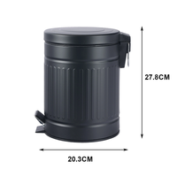 Poubelle de luxe antirouille de 1,3 gallon pour intérieur, petite poubelle à pédale pour salle de bain, mini poubelle à pédale en métal noir avec couvercle en fer
