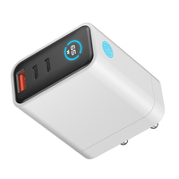 2026 Neues Multi-Port 65W TFT-Display GAN Wandladegerät 2 Type-C/1 USB Schnellladung EU-Stecker Macbook Laptop LED-Licht Umweltfreundlich