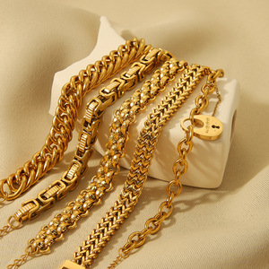 Luxurious Designs 18K PVD Gold Plated Stainless Steel Chunky Cuban Link Chain <b>Bracelet</b> | Waterproof, Hypoallergenic No Fading - Product Image 4
