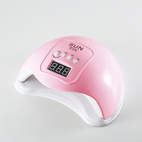 Lampe à Ongles UV LED USB Sun Five avec Écran, 48W Professionnel, Séchage Gel pour Salons et Domicile, Rose Blanc, Séchoir à Ongles Économique
