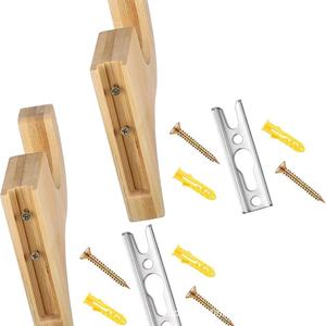 Soporte de madera para barra de cortina, montado en la pared, de bambú, semicircular, para almacenamiento en el hogar. - Product Image 3
