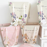 Buket Bunga Bentuk Trapesium dari Kertas Daur Ulang, Tas Hadiah Bunga Buatan Tangan DIY, Logo Kustom untuk Toko Bunga