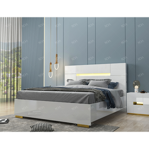 Hotel moderno de lujo muebles colchón dormitorio conjuntos de madera de alto brillo pintura tamaño King plataforma Marco de cama con 5 cajones - Product Image 1