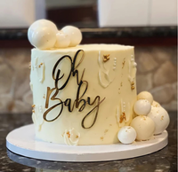Décoration de gâteau en acrylique « Oh Baby » dorée pour la fête de naissance, décorations de gâteau pour garçon ou fille, premier anniversaire, révélation de sexe, accessoires de photomaton