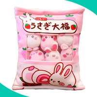 Un sac de 4 pièces/8 pièces de jouets en peluche sucrés, simulation de collation, coussin décoratif, lapin Sakura kawaii, jouet créatif pour enfants/bébés