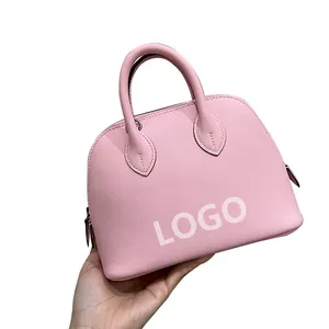 Customized Luxury Mini Women's Handbag High-End Versatile Fashion Bowling Bag With Zipper Closure Genuine Leather Lining