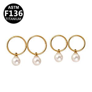 Boucles d'oreilles circulaires en alliage <span class=keywords><strong>de</strong></span> titane ASTM-F136 Getta, style <span class=keywords><strong>perle</strong></span>, pour femme, bijoux <span class=keywords><strong>de</strong></span> piercing doux et cool, pour cartilage d'oreille, mariage - Product Image 4