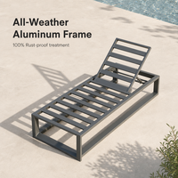 Chaise longue d'extérieur en aluminium, 5 positions réglables, pour piscine et patio, avec coussin de luxe toutes saisons – Offre Spéciale