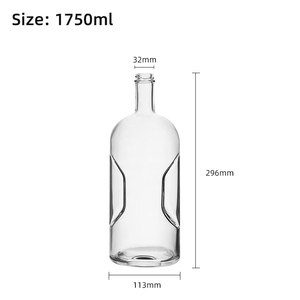Boston forma redonda cuello largo 1,75 litros Flint Glass <span class=keywords><strong>Nordic</strong></span> Pinch Grip botella de licor para Vodka Rum <span class=keywords><strong>Gin</strong></span> - Product Image 2