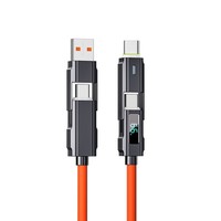 Nuevo Diseño de Alta Calidad, Cable de Datos 4 en 1 de Silicona, Cobre Puro |   Carga Rápida de 66W 5A |   Aleación de Zinc 1M |   9 colores para computadora
