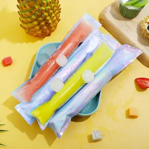 Tubos holográficos do iogurte do zíper plástico Diy do logotipo impresso personalizado Picolé que faz o saco do molde tubo Ice Pop sacos para Ice Pops