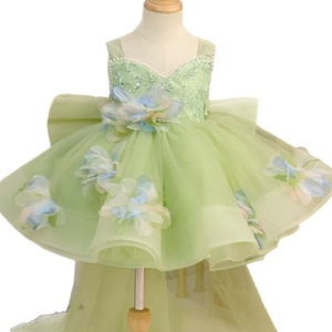 Abito da Principessa per Compleanno <span class=keywords><strong>Bambina</strong></span>, Vestito da Festa per Bambine, Abito da Presentatrice per <span class=keywords><strong>Bambina</strong></span>, Outfit per Esibizione di Pianoforte, Abito Solido Lavorato all'<span class=keywords><strong>Uncinetto</strong></span> - Product Image 5