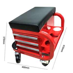 Coffre à outils d'atelier de garage portable avec plateaux latéraux et porte-gobelet, siège à roulettes pour mécaniciens à 3 tiroirs - Product Image 2