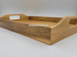 Plateau de service en bois d'acacia fabriqué à la main avec poignées 35x25x5cm-Plateau en bois naturel pour cuisine, salle à manger, hôtel-OEM ODM - Product Image 3
