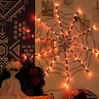 Guirlande lumineuse LED Liyan en forme de toile d'araignée pour Halloween, blanc chaud, Ra90, 8 fonctions, télécommande, indice de protection IP66, longueur 100 cm, pour fêtes et vacances