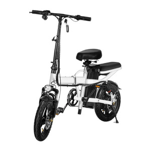 Vélo électrique pliant avec batterie au lithium de 14 pouces, freins à disque avant et arrière, véhicule de banlieue blanc - Product Image 3