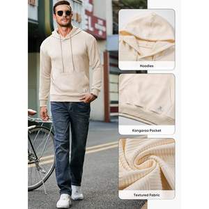 2025 Men's Solid Pattern Hooded <b>Sweatshirt</b> Long Sleeve Casual Pullover with Drawstring and Zipper 3D Embroidered Texture - Product Image 1