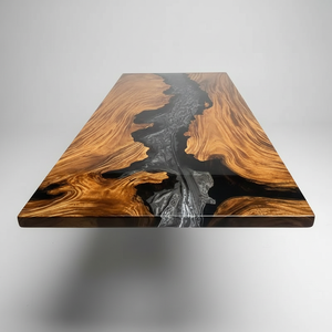 Luxury Handcrafted Epoxy Resin Acacia Wood <b>Rectangle</b> Dining <b>Table</b> Home Office Hotel Living Room Waterproof Sympathy Diwali - Product Image 2