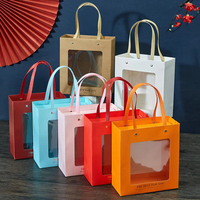 Boîte à tiroir en papier kraft portable avec fenêtre transparente pour emballage cadeau