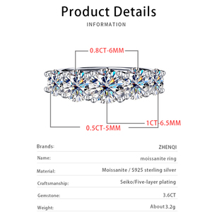 <span class=keywords><strong>5</strong></span> камней 3.6CT кольцо из муассанита S925 стерлингового серебра высокого качества Изысканные ювелирные изделия оптом - Product Image 6
