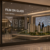 Film LED transparent adhésif pour vitres, idéal pour les centres de vente immobilière et les affichages publicitaires sur murs vitrés