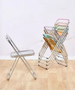 Chaise pliante moderne transparente, Portable, rouge, en acrylique, Style INS, adaptée à divers scènes, nouveau design