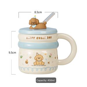 Mug en céramique de 450 ml avec couvercle, réutilisable et alimentaire, pour boissons chaudes et froides - Product Image 2