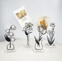 Support de bureau en acrylique pour notes autocollantes, motif floral en encre colorée originale, figurine décorative de dessin animé, petit cadeau