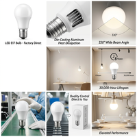 Ampoule LED E17 6W A60 Réflecteur Lumineux 3000K Ra>80 Décoration Intérieure Hôtel Villa 700-740 Lumens
